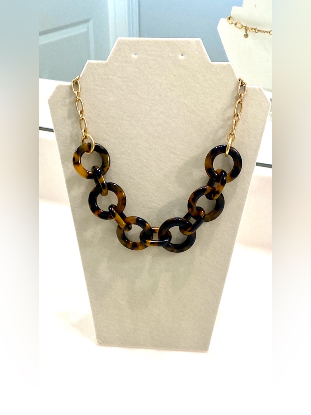 J. Crew Tortoiseshell Link Necklace with Gold Chain